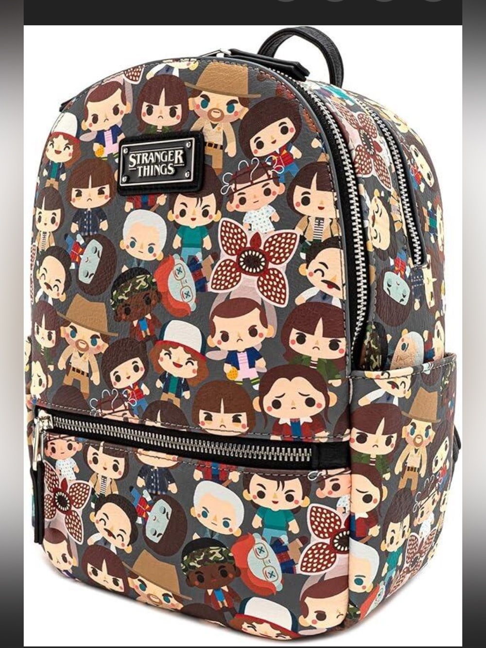 Gently Used Stranger Things Loungefly Chibi Mini Backpack All Over Print 11" x 9